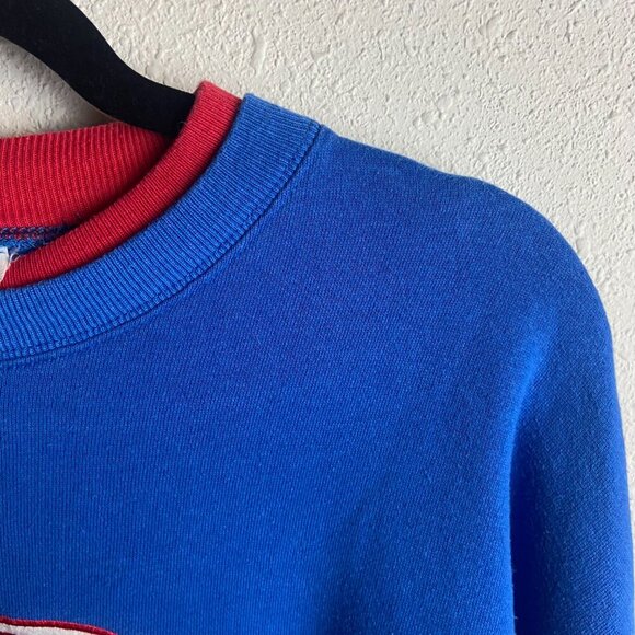 Vintage M&C Sportswear L Crew Neck Sweatshirt Embroidered Santa Blue Christmas - Picture 7 of 7